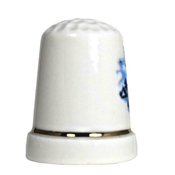 Countryside Windmill Blue Background Souvenir Porcelain Thimble Home Decor - Picture 2 of 5